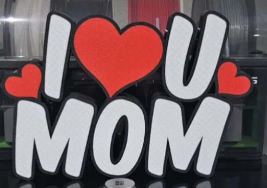 Letrero 3D "I ❤️ U MOM"