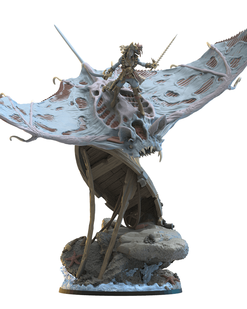 Elnora "Nightwind "Acheron on Undead Bat Ray